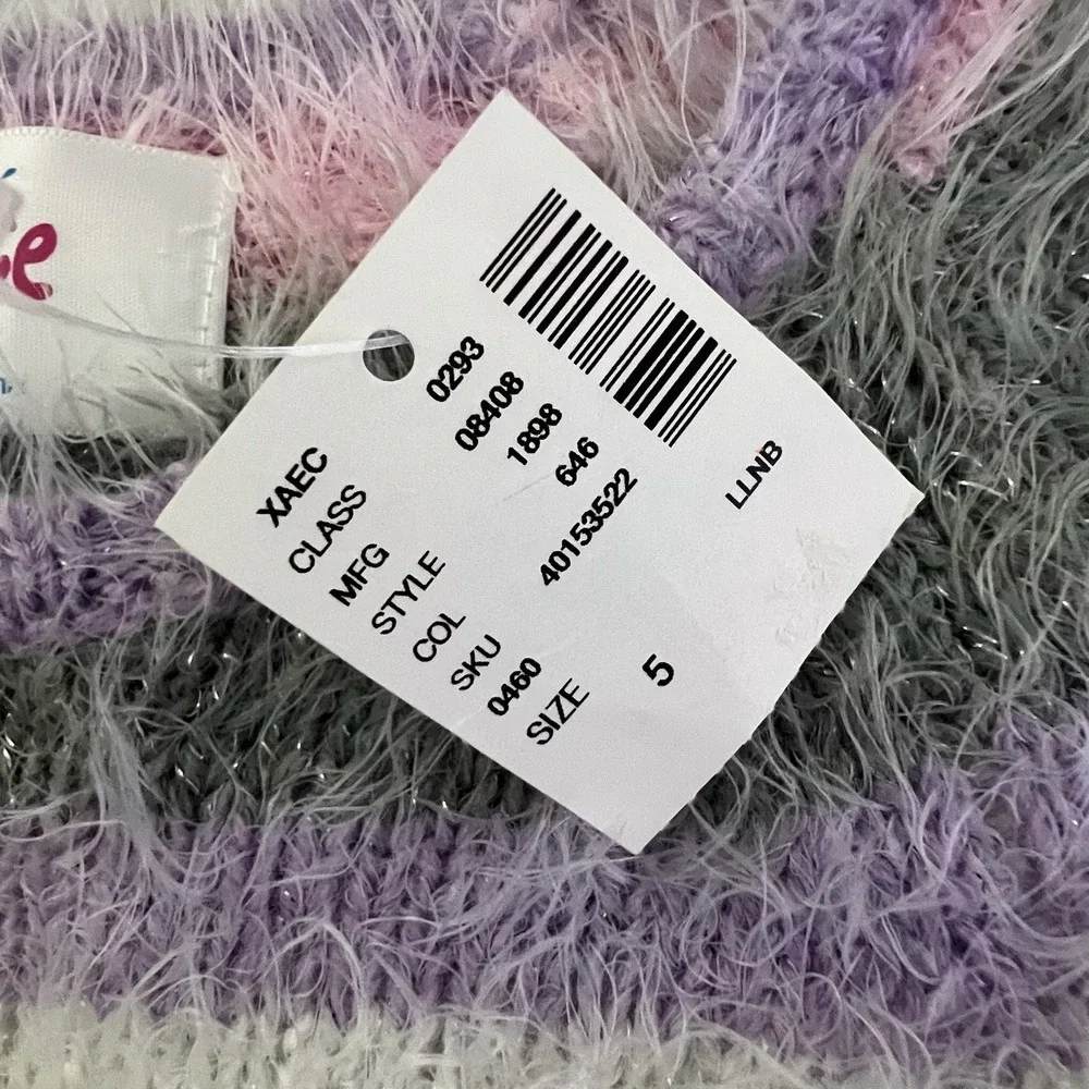 Justice Girls Fuzzy Multicolor Striped Sweater Girls‎ 5 Cozy Soft Preppy NWT